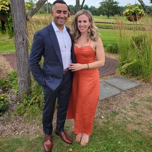 Burnt Orange Midi Lace Up Dress